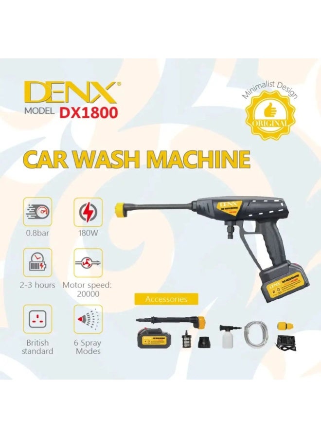 Denx Cordless High Pressure Electric Washer, Portable Car Washer Pump,Strong Water Pressure, Long Battery Life, 6 Spray Modes Nozzle, Soap Bottle, Long Water Pipe,180W - Image 2